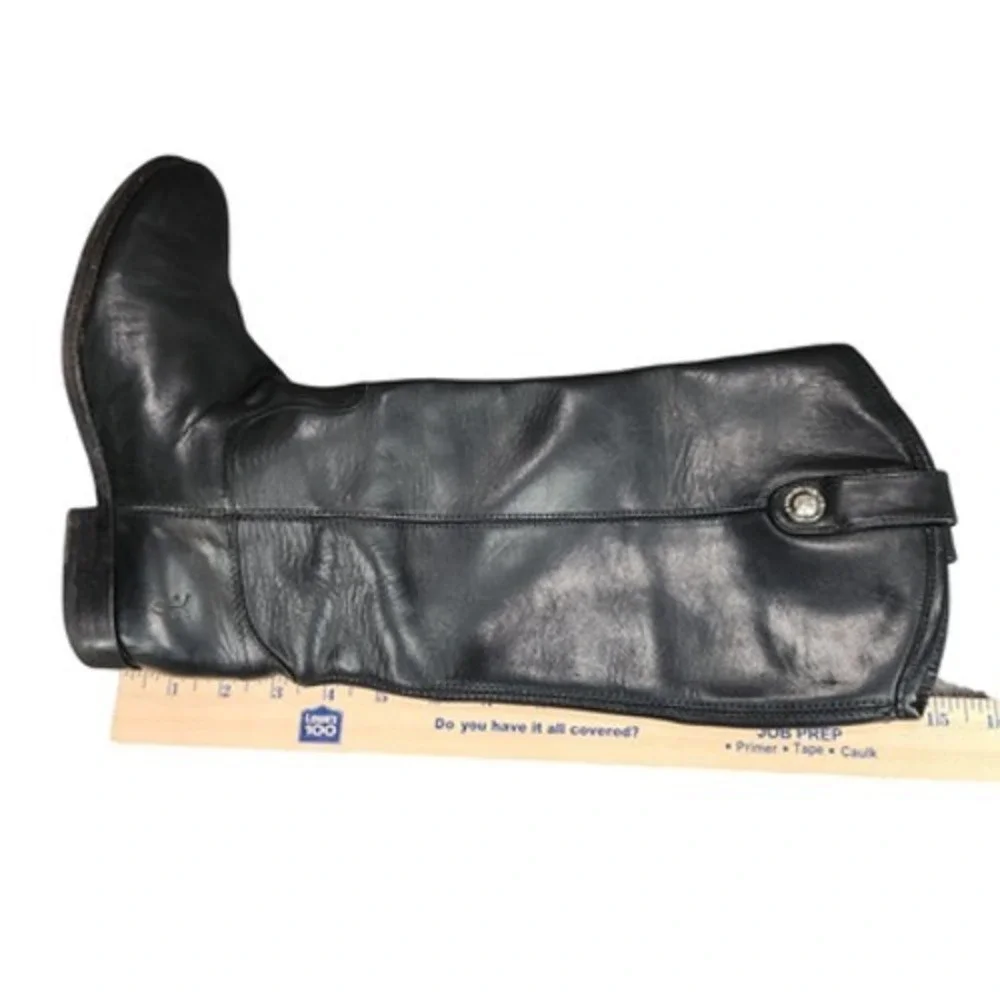 Frye Knee High Riding Boots sz 7B Women‎ Melissa Button Black Leather Equestrian
